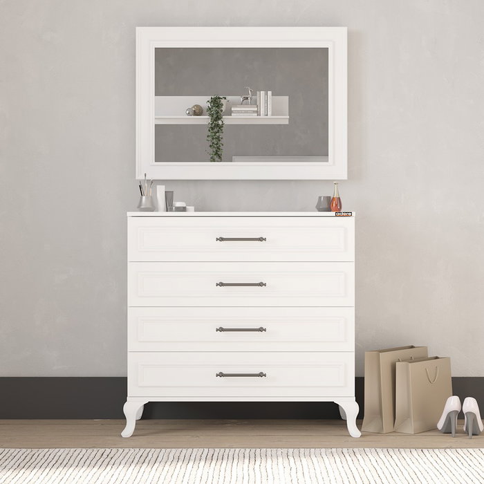 Hanah Home Cómoda Blanca con 4 Cajones